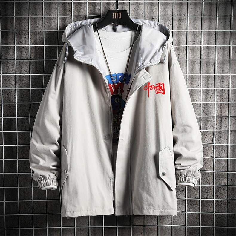 JK41276-P85 加棉款-P115 纯棉连帽夹克男士大码工装夹克男 网格图片