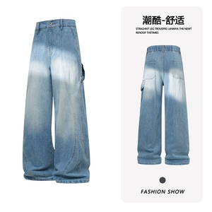 B221 美式ins高街暗黑宽松直筒工装牛仔裤LK26613-特P50控88图片