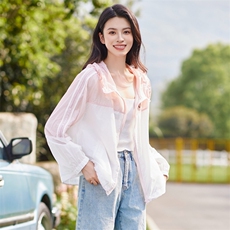 【现货】连帽撞色防晒衣服女2024夏装薄款休闲宽松工装夹克外套，女装短外套，梦懿尔