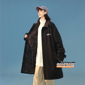 FY645J-P98-限价148 M-5XL女中性羊羔毛长款棉服冬装大码cityboy图片