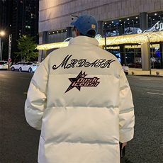 新款立领pu皮印花棉衣男秋冬季加厚面包服外套保暖棉服MY621-P115，男装棉衣，星座505-3