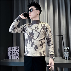 半高领毛衣男修身加厚提花社会小伙店主风301C-M118A-P78控108，男装针织衫/毛衣，星座301C（原B323）