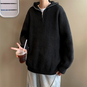日系复古毛衣慵懒高级感男女bf潮牌针织衫秋情侣装图片