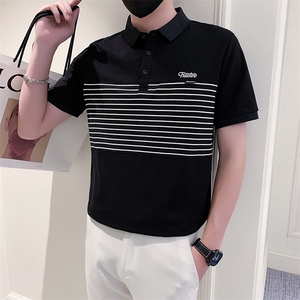TX19-P55 男T恤夏季短袖半袖新款上衣夏装半截袖POLO衫黑1控70图片