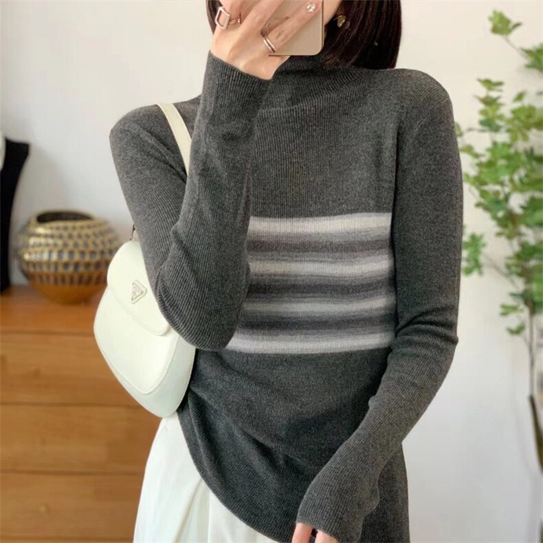 时尚百搭女士羊毛衫简约优雅修身显瘦长袖针织衫,女装羊毛衫,宛庄羊绒