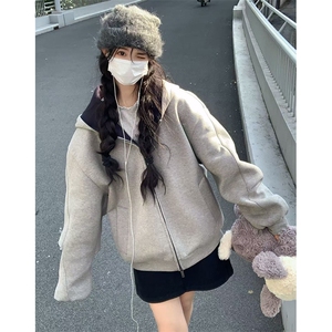 抖音得物高品质二开 25秋冬美式重磅宽松结构双面连帽卫衣外套W68图片