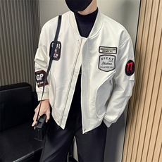 男士飞行员皮衣秋季新款棒球领PU皮夹克外套A368-QY9805-P118，男装夹克，电商A368