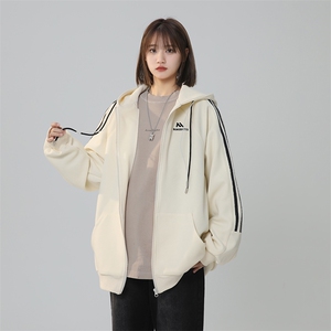 中性重磅克罗心340克复合面料三条杠时尚开衫卫衣XZ301A KS01 P78图片
