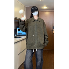 潮牌美式铆钉夹克秋款仿麂皮工装美拉德夹克外套504-W29-P75，男装夹克，星座504