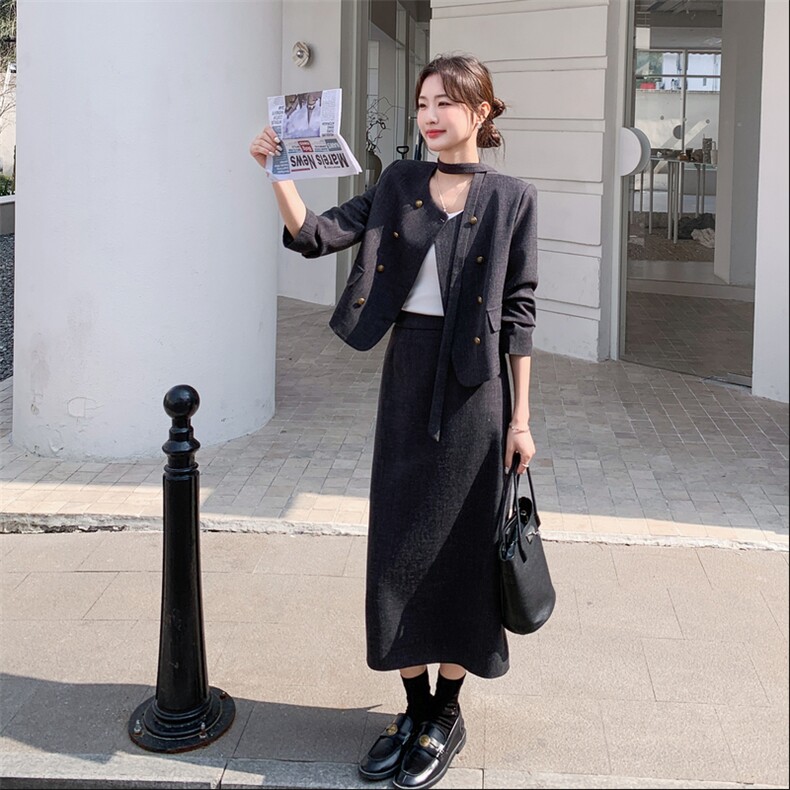 【现货】极简风时尚气质双排扣小香套装2D148-2629-P185-K298,女装套装/套裙,2D148