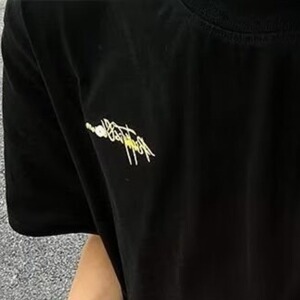 美式复古山茶花语刺绣t恤短袖男款夏季潮牌高街黑色潮半袖女图片