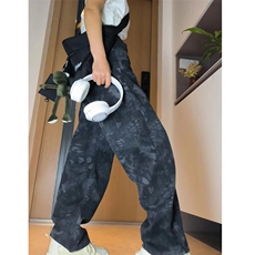 抖音直播夏男女牛仔裤蛇皮迷彩弯刀直筒中性风长裤A929P50，男装牛仔裤，星座1013