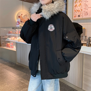冬季宽松/连帽大毛领休闲外套潮加厚棉衣XZ102B-1M2592-P90图片