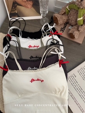 夏季甜辣纯欲刺绣字母百搭背心女纯棉修身打底外穿上衣，女装背心吊带，梦白服饰厂