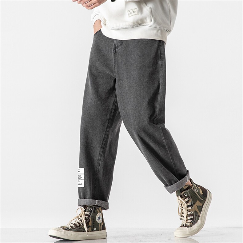 NK46045-P45加绒-P55百搭牛仔裤男士宽松九分裤男直筒裤子男,男装牛仔裤,电商A040A