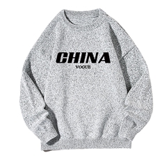 加厚加绒毛衣男大码毛线衣男针织衫M19001-P45加绒款-P65白底，男装针织衫/毛衣，电商A040A