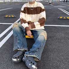 鹿毛绒美式圆领毛衣男慵懒风休闲针织衫MY9215P50，男装针织衫/毛衣，星座1116-2