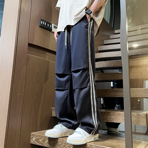 得物二开 春季新款撞色侧条纹伞兵裤宽松直筒休闲运动裤 K505-P32图片