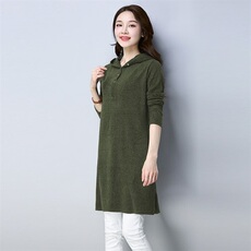 潮流拼接时尚气质休闲中长款连帽连衣裙1212023年春季，女装连衣裙，秋牧寒烟