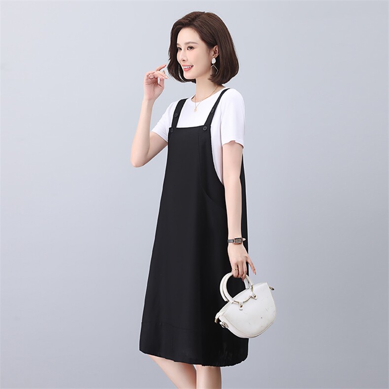 2024夏季时尚简约大方气质优雅棉麻气质背带裙，女装连衣裙，独衣靓