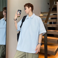 夏季短袖polo衫男潮牌宽松港风上衣服ins潮流体恤，男装T恤，星座716-4