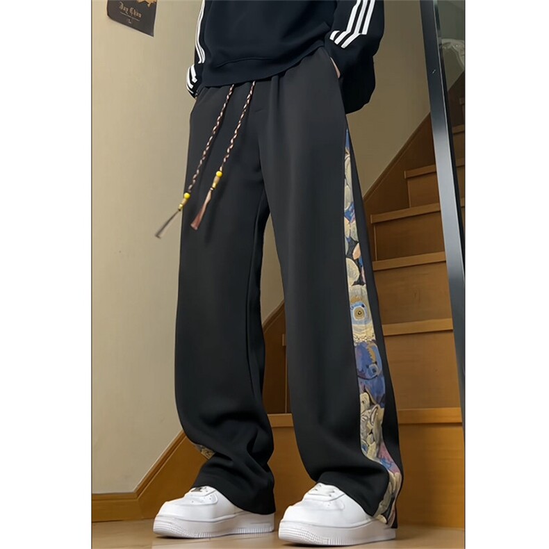 时尚潮流大码宽松小熊拼接直筒休闲长裤运动裤K8461-P30【特价】,女装休闲裤,电商A007