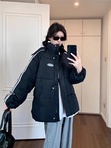 短款羽绒棉服女2025新款冬季学生加厚黑色棉袄韩系小个子棉衣外套图片