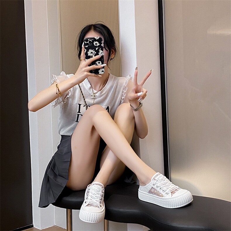 2024小白鞋子女夏新款韩版ins女学生休闲百搭半拖女鞋,女鞋拖鞋,星座1407-3