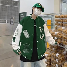 毛巾绣美式高街棒球服外套潮牌宽松情侣男秋季夹克L688-P68，男装夹克，星座1109-3