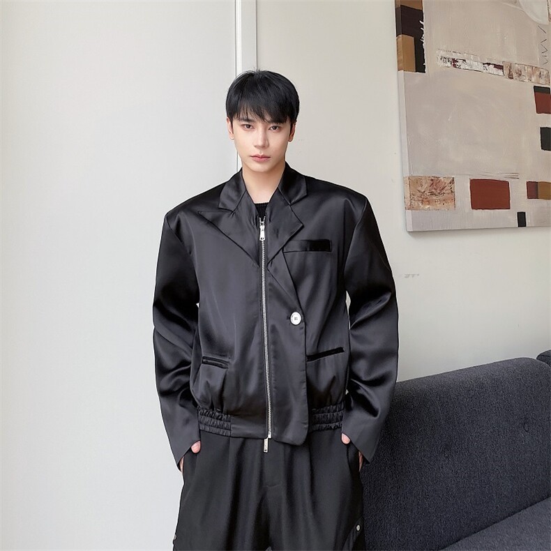 秋季新款潮牌飞行员西服夹克男短款小众设计感外套A345-609-P130,男装夹克,电商A345