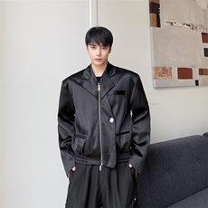 秋季新款潮牌飞行员西服夹克男短款小众设计感外套A345-609-P130，男装夹克，电商A345