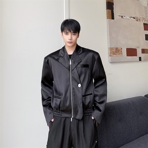 秋季新款潮牌飞行员西服夹克男短款小众设计感外套A345-609-P130图片