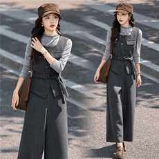 巨好看的秋装三件套女高级感新款轻熟复古气质显瘦马甲阔腿裤套装，女装套装/套裙，流量+