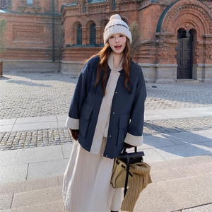 绿色减龄小清新工装棉衣外套女冬季2025新款加厚保暖休闲棉服棉袄图片