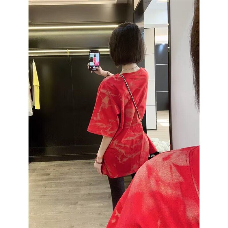 五分袖宽松型休闲风常规款半袖女2025夏季新款宽松大版短袖圆领,男装T恤,星座506A