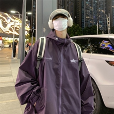 港风23新款秋季时尚百搭宽松字母印花夹克外套F6381P65控88，男装夹克，电商A268A