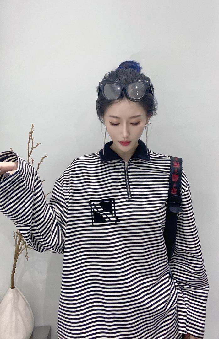 现货，2021秋装新款条放卫衣，女装卫衣/绒衫，坚持到底