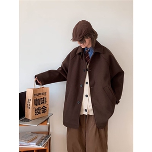 毛呢大衣男女韩版潮流纯色百搭帅气宽松2024春冬ins外套W6325-P72,男装毛呢大衣,星座412-2