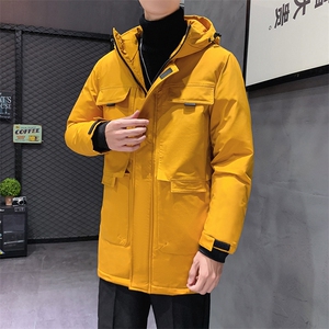 有版权 连帽纯色班服团体情侣学生团建可印花羽绒服男士修身长款图片
