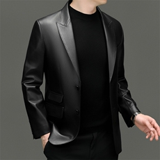 海宁真皮皮衣2025年新款中年男士纯色真皮休闲西装绵羊皮西服外套，男装西服套装，电商B360A（原721A）