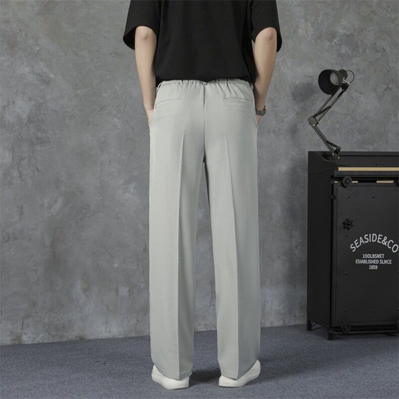西裤男夏季宽松直筒阔腿坠感拖地休闲裤免烫新款西装长裤,男装西裤,星座410-7