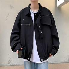 美式垫肩外套男士春秋季宽松设计感痞帅上衣潮流休闲工装夹克，男装夹克，星座716-2