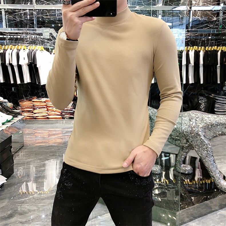 22新款秋冬潮牌男简欧大码休闲圆领双面德绒打底衫长袖A-800-P43,男装T恤,电商A227B（原钱塘4066-1）
