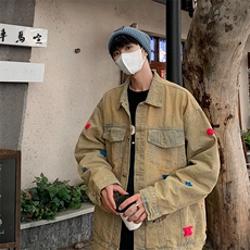 F644P78网红美式街头黄泥水洗做旧复古牛仔衣男女宽松夹克外套，男装夹克，星座512-6