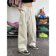 美式高街阔腿多口袋工装裤百搭宽松休闲裤女XZ211-1-K2338-P60，男装工装外套，星座211-1