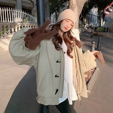 潮牌情侣派克服短款羽绒棉服仿兔毛大毛领连帽棉衣冬外套美式复古，男装棉衣，星座218-8