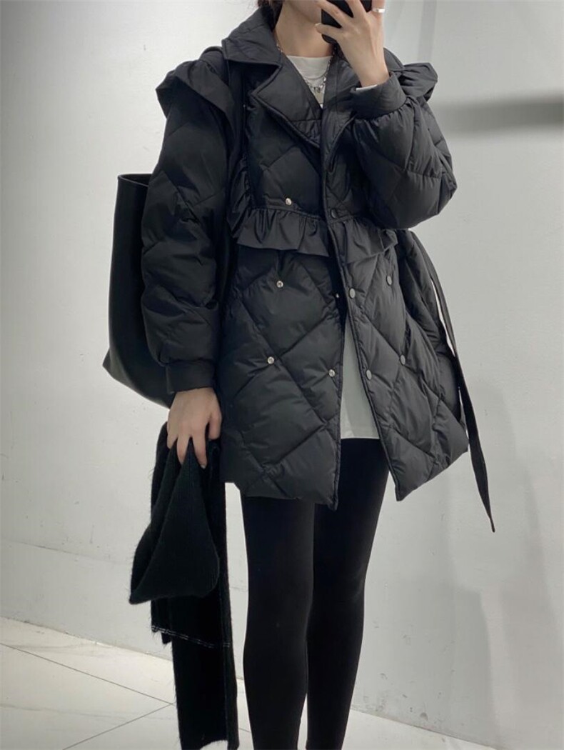 荷叶边羽绒服，女装羽绒服，驿谷