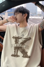 ！2025夏季新款男士无袖麂皮绒背心无袖T恤TLBX06特P18控38，男装T恤，电商B220