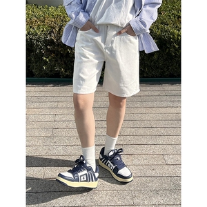 特批P38无差价潮牌ins百搭直筒五分牛仔裤夏季街头男女短裤K006