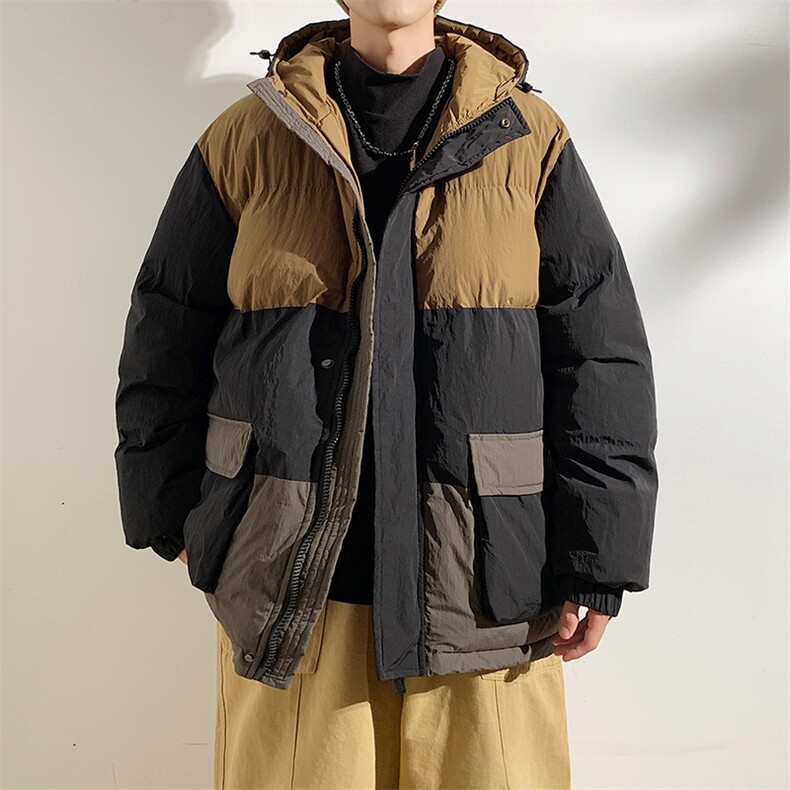港风2025新品冬季宽松情侣装撞色棉衣棉服冬装加厚外套D008-P100,男装棉衣,星座717